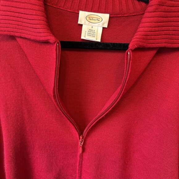 Talbots Women's Cardigan Sweater Size Small 100% Wool Red Zip Up Long Sleeve - Picture 8 of 10